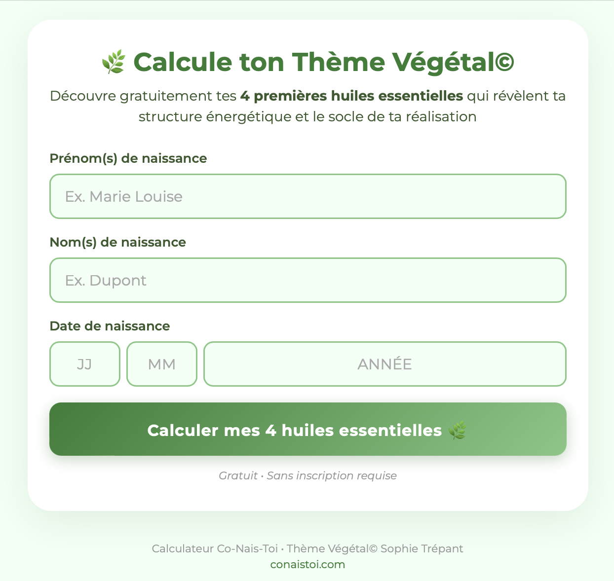 calculateur thème végétal gratuit