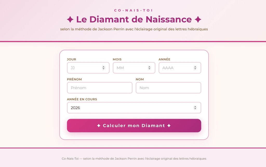 Calculateur Diamant de Naissance